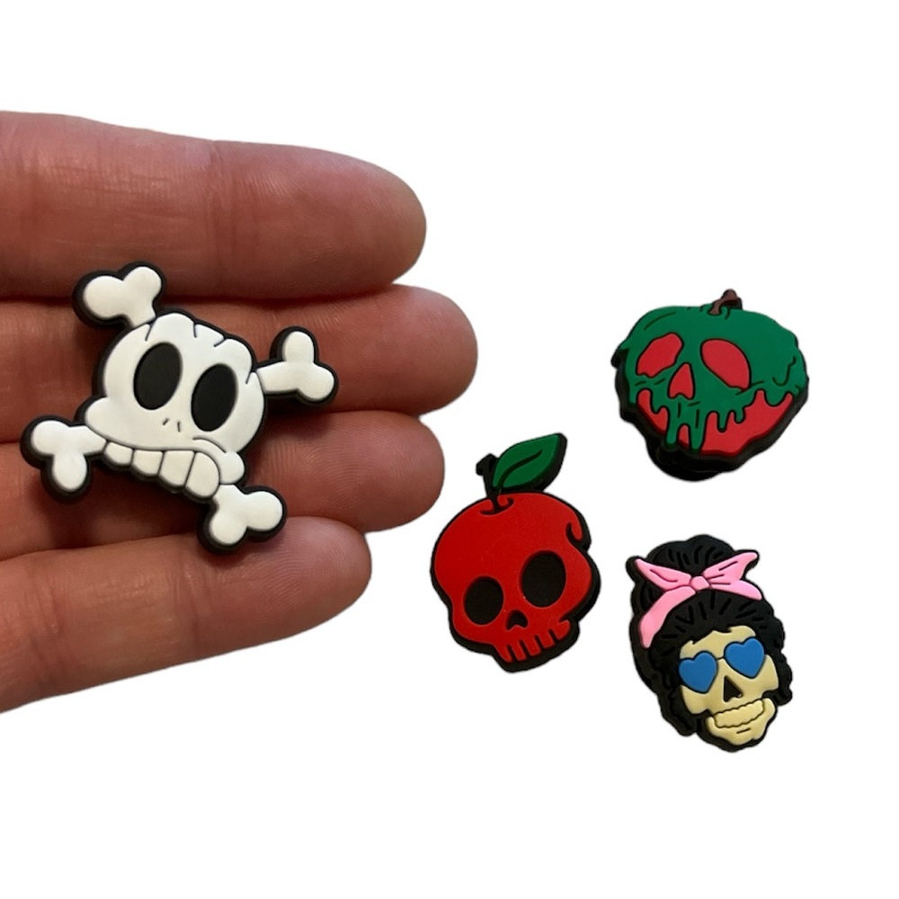 Skull theme shoe/croc charm 4 piece bundle NEW goth Halloween horror trending